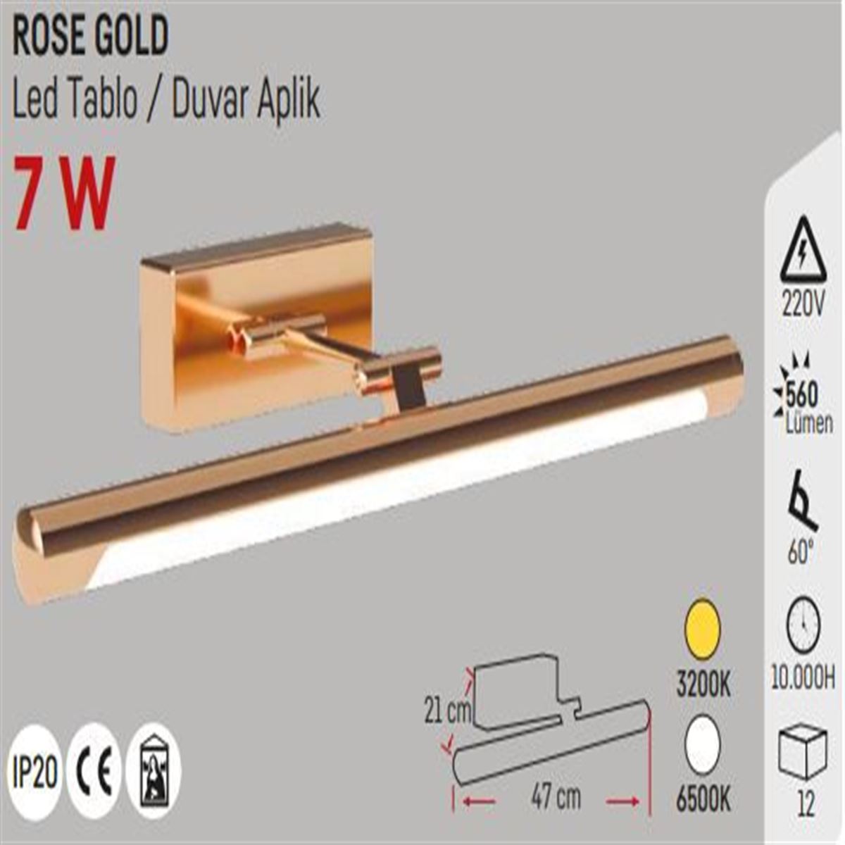 7W 40 CM LED TABLO APLİĞİ ROSE 3200K 1